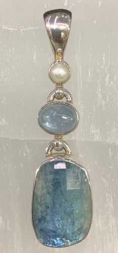 Kyanite and Pearl Pendant