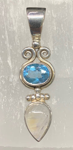 Blue Topaz and Moonstone Pendant