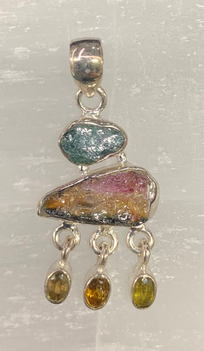 Blue, Watermelon and Yellow Tourmaline Pendant