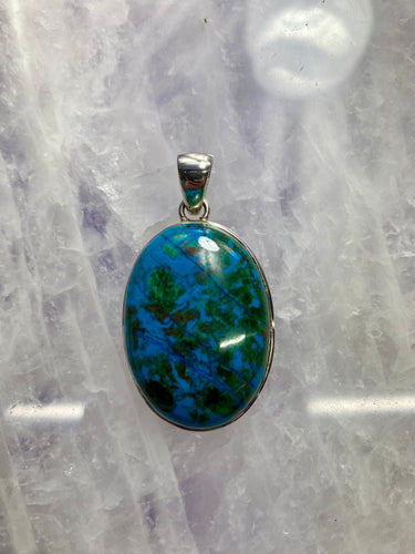 Chrysocolla Pendant Set in 925 Silver