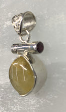 Rutilated Quartz and Garnet Pendant