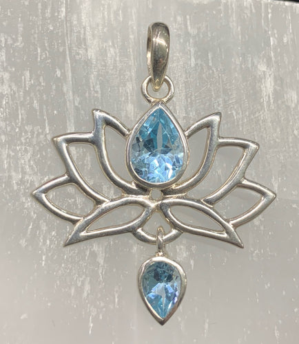 Blue Topaz Lotus Pendant