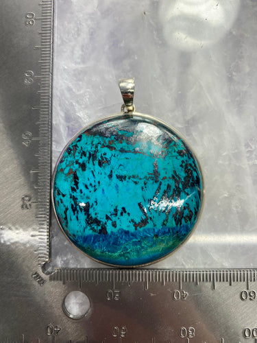 Chrysocolla Pendant Set in 925 Silver