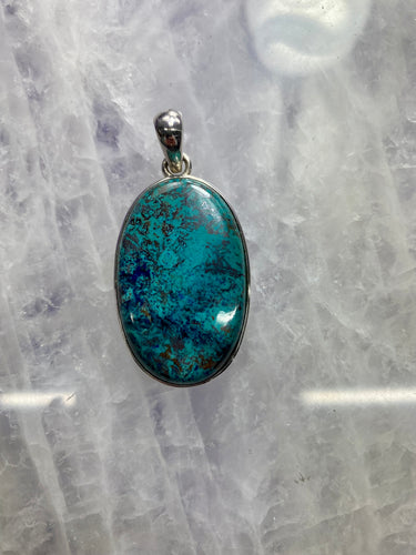 Chrysocolla Pendant Set in 925 Silver