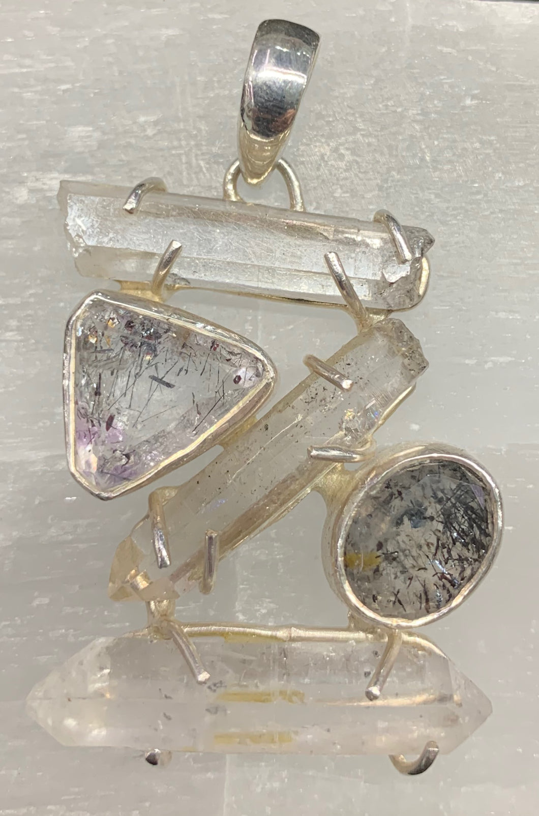 Super 7 and Clear Quartz Pendant