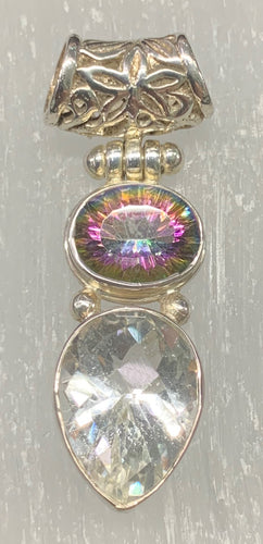 Mystic Topaz, and Clear Quartz Pendant